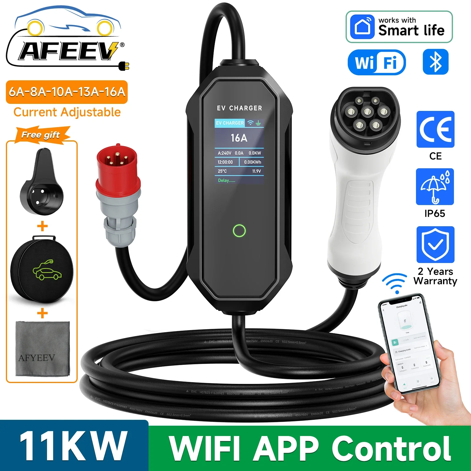 AFEEV Type 2 Draagbare EV-opla - Type 2 Portable Ev Charger 11Kw Cee recensie en prijs